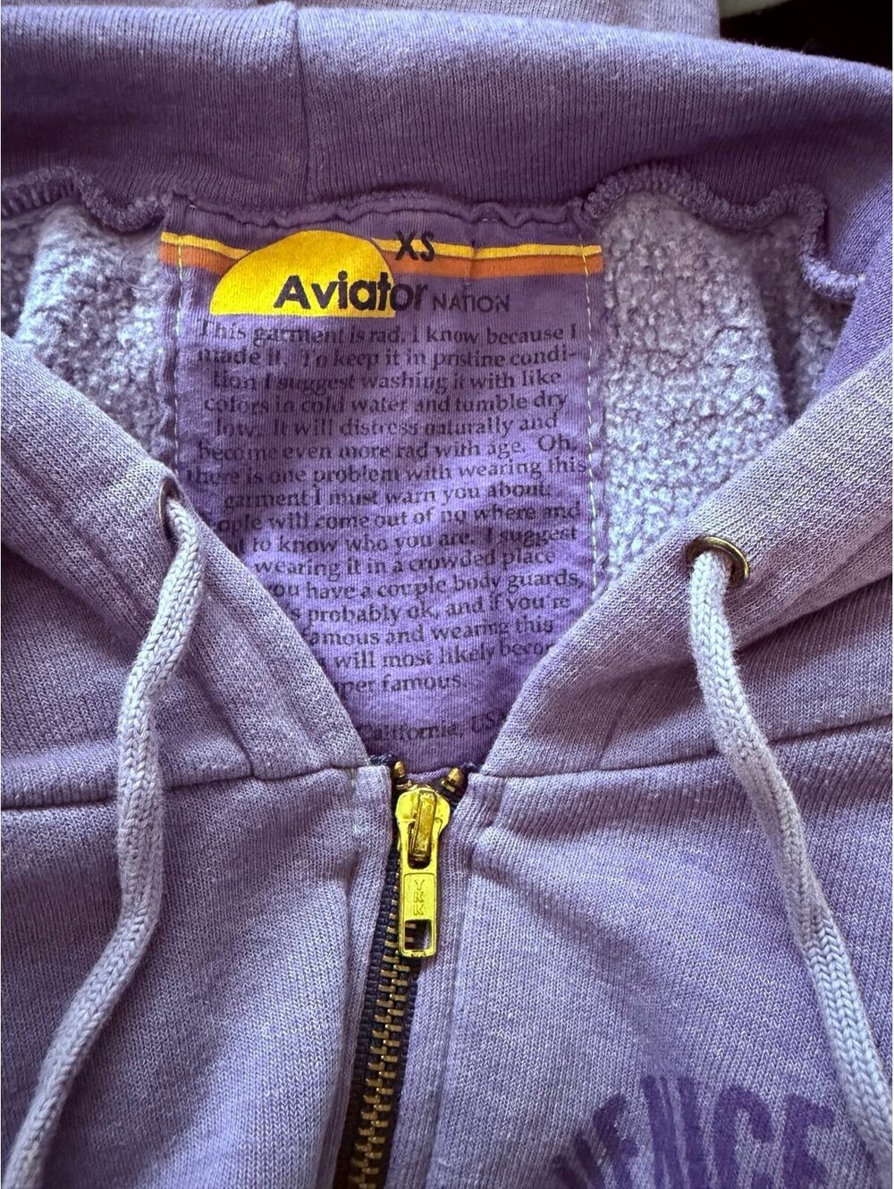 Aviator Nation Venice Surfer Full Zip Hoodie Faded Grape XS - Picture 7 of 7
